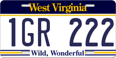 WV license plate 1GR222