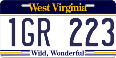 WV license plate 1GR223