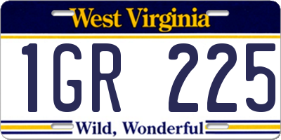 WV license plate 1GR225
