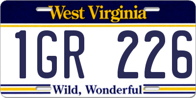 WV license plate 1GR226