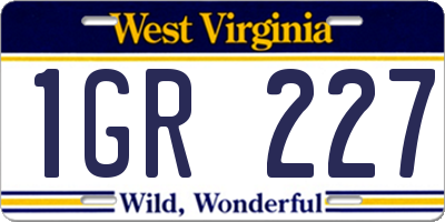 WV license plate 1GR227