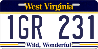 WV license plate 1GR231
