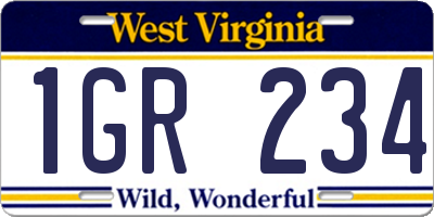 WV license plate 1GR234