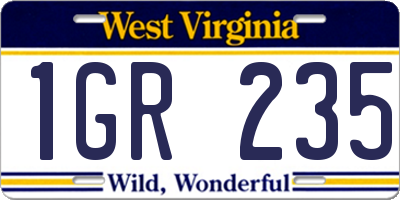 WV license plate 1GR235