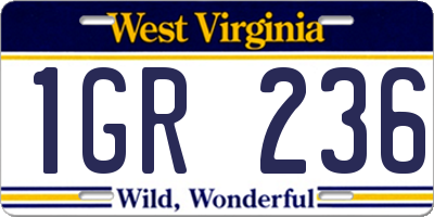 WV license plate 1GR236