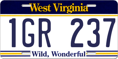 WV license plate 1GR237