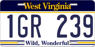 WV license plate 1GR239