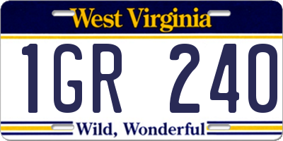 WV license plate 1GR240