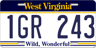 WV license plate 1GR243