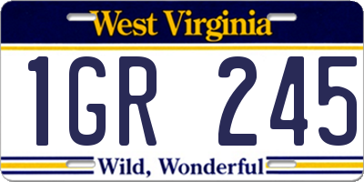 WV license plate 1GR245