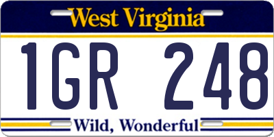 WV license plate 1GR248