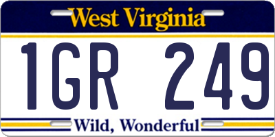 WV license plate 1GR249