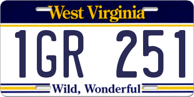 WV license plate 1GR251