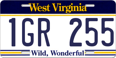 WV license plate 1GR255