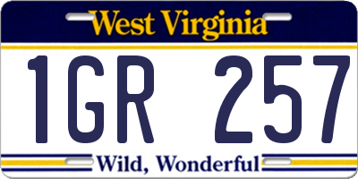 WV license plate 1GR257