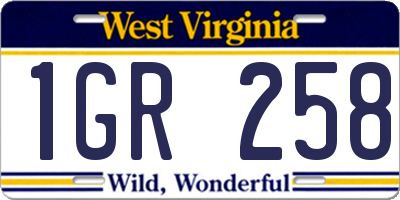WV license plate 1GR258