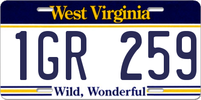 WV license plate 1GR259