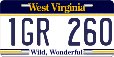 WV license plate 1GR260