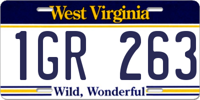 WV license plate 1GR263