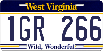 WV license plate 1GR266