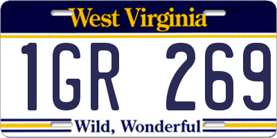 WV license plate 1GR269