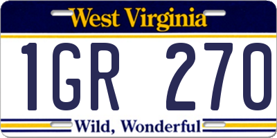 WV license plate 1GR270
