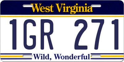 WV license plate 1GR271