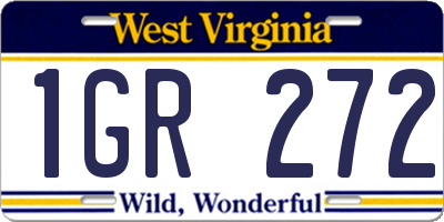 WV license plate 1GR272
