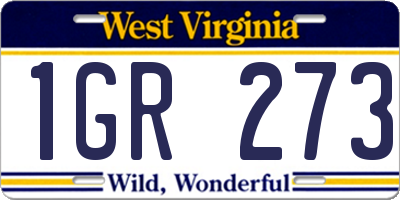 WV license plate 1GR273