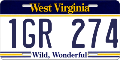 WV license plate 1GR274