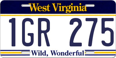WV license plate 1GR275