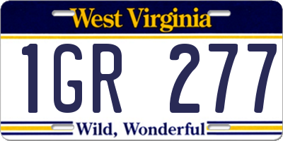 WV license plate 1GR277
