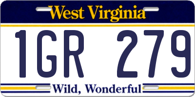 WV license plate 1GR279