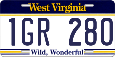 WV license plate 1GR280