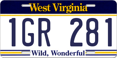 WV license plate 1GR281