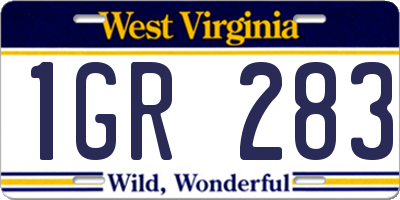 WV license plate 1GR283