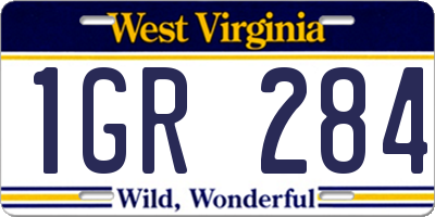 WV license plate 1GR284
