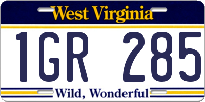 WV license plate 1GR285