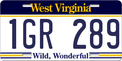 WV license plate 1GR289