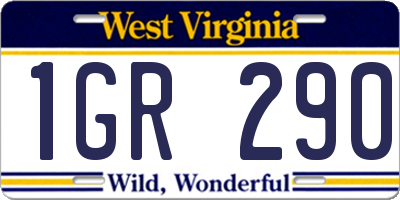WV license plate 1GR290
