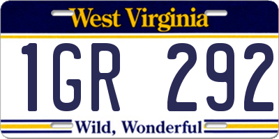 WV license plate 1GR292