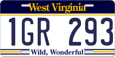 WV license plate 1GR293