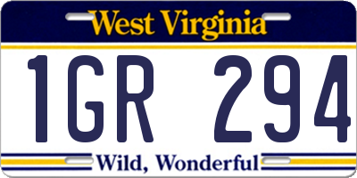 WV license plate 1GR294