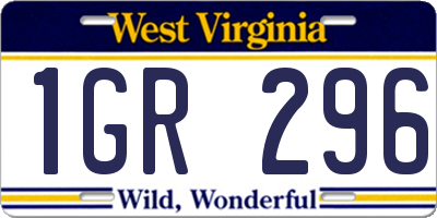 WV license plate 1GR296