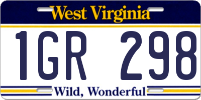 WV license plate 1GR298