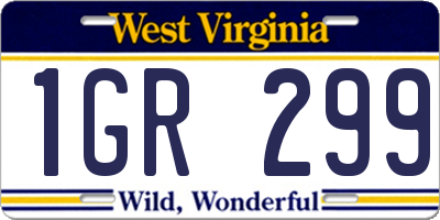 WV license plate 1GR299