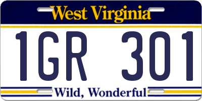 WV license plate 1GR301