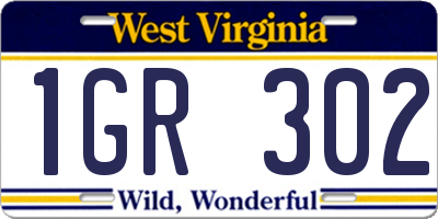 WV license plate 1GR302