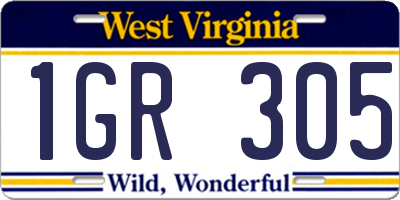 WV license plate 1GR305