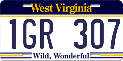 WV license plate 1GR307